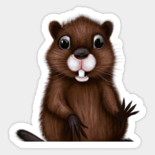 Cute Beaver Drawing Sticker